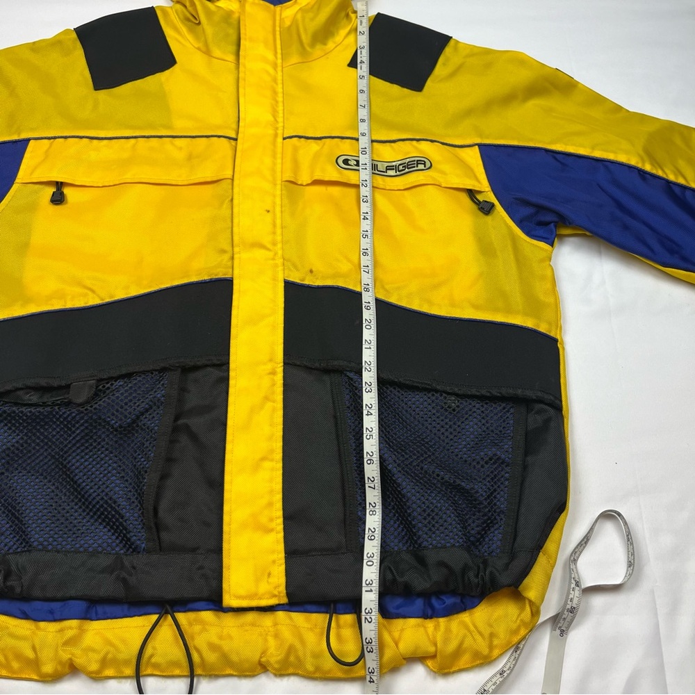 Vtg Tommy Hilfiger Mens Expedition Sailing Jacket XL 90s Hooded Yellow Tech - Picture 14 of 14